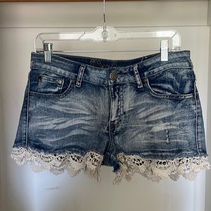 Denim low rise lace shorties